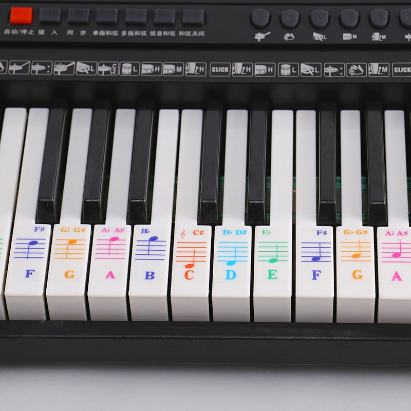 49/61/76/88 nøgle elektronisk klaver keyboard klistermærke musik lærer stav note klistermærke alfabet klaver keyboard gennemsigtige klistermærker