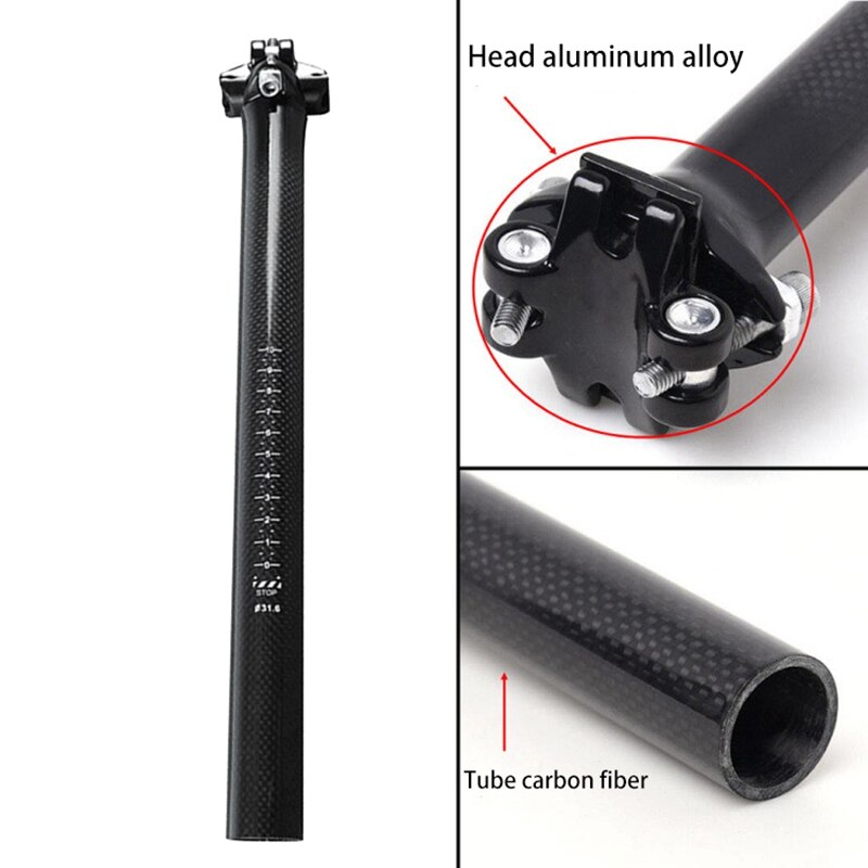 HG-Carbon Seatpost 31.6mm Matte 3K Carbon Fiber MTB/Road Bicycles Carbon Fiber Seat Post Light Seat Tube