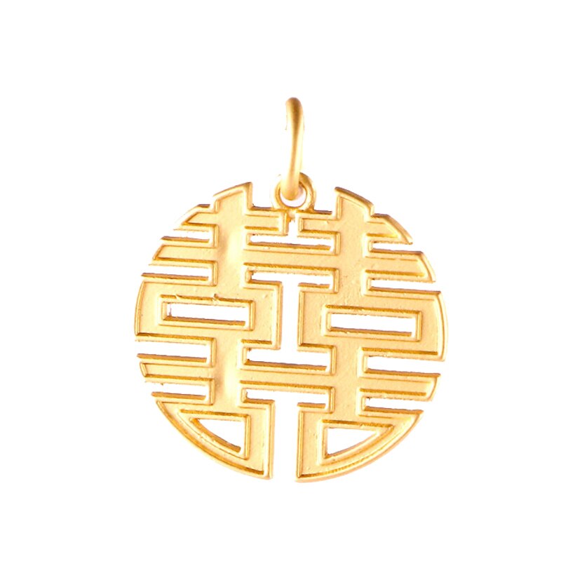Personnages chinois ronds, couleur or 23389, Double bonheur, pendentif à breloques pour la fabrication de bijoux, Bracelet, accessoires faits à la main, 12 pièces