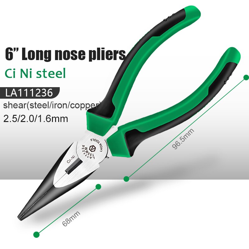 Laoa Industriële Draad Cutters Cr-Ni Vissen Tang Elektricien Gereedschap Diagonale Tang: 6inch long nose