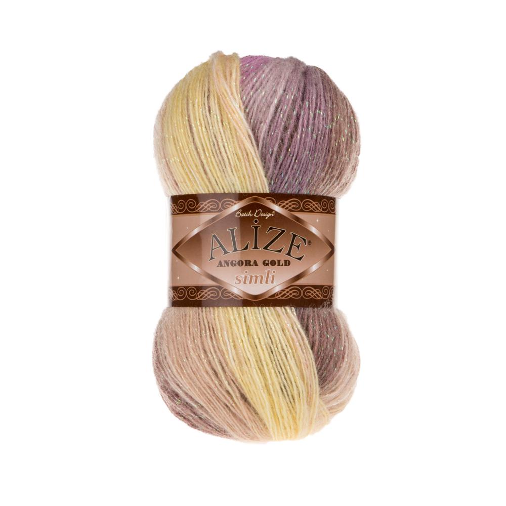 Alize Angora-Hilo de Batik Simli Gold 100gr-500mt % 5, Lurex metálico % 20 lana % 75 acrílico DIY, tejer Crochet, gorro, suéter: 6954