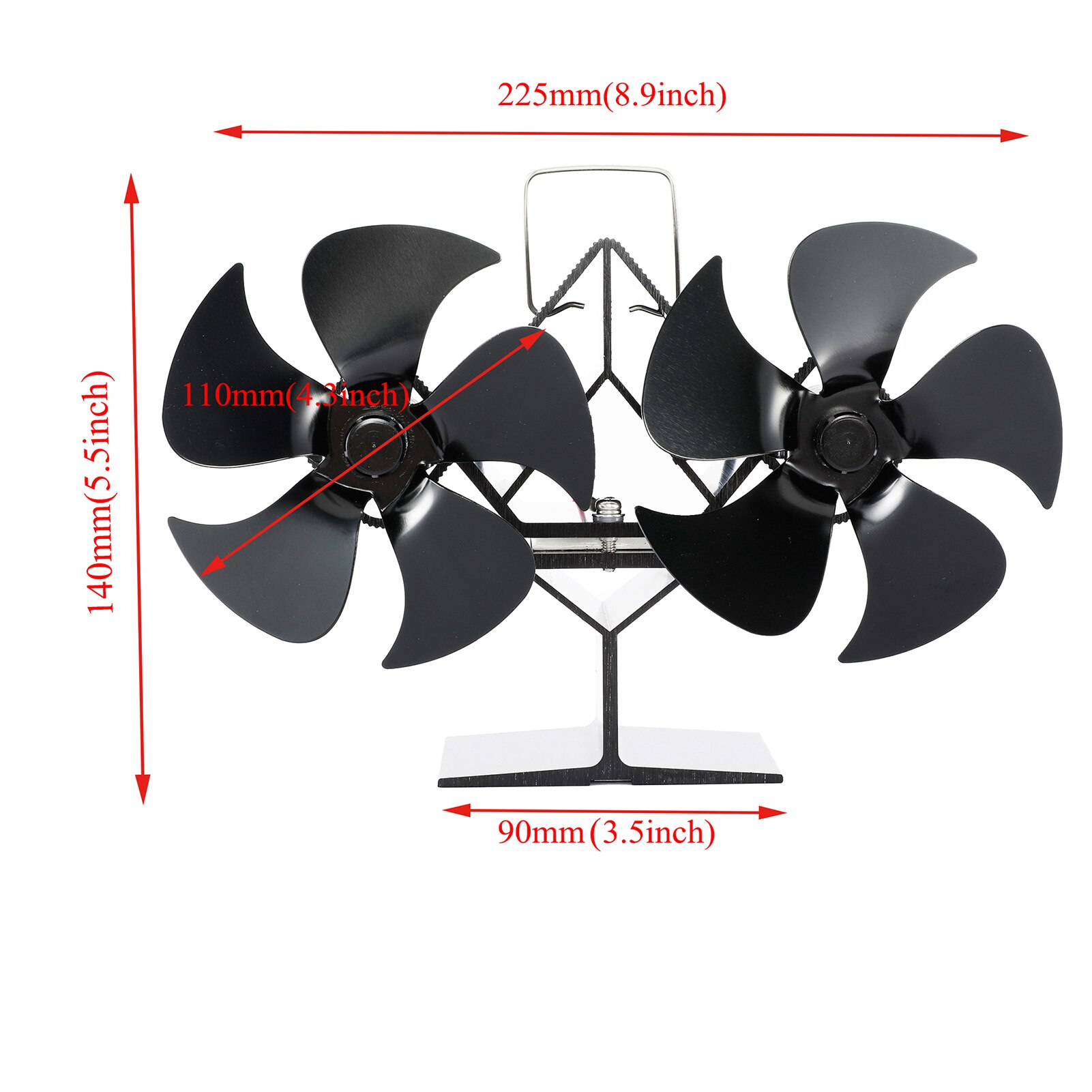 Haard Fan Tweekoppige 10 Bladen Hout Kachel Haard Verwarming Ventilator Verwarming Kachel Ventilator Thuis Haard Ventilator Efficiënte Warmte distr