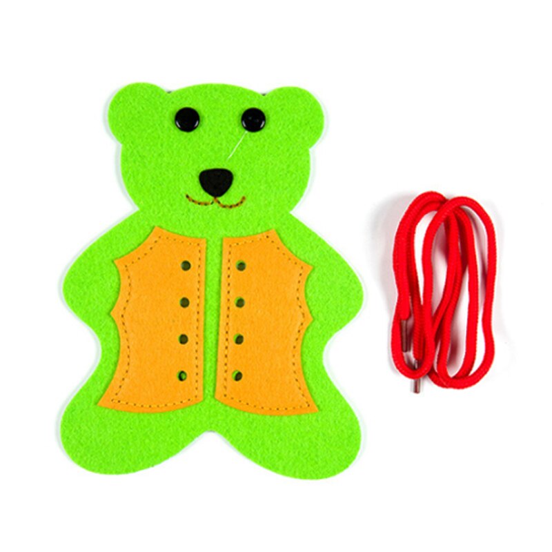 Materiales de fieltro para manualidades, juego de rompecabezas de 14x18cm, 1 pieza, no tejida, aprender a atar zapatos, tela de fieltro, oso pequeño