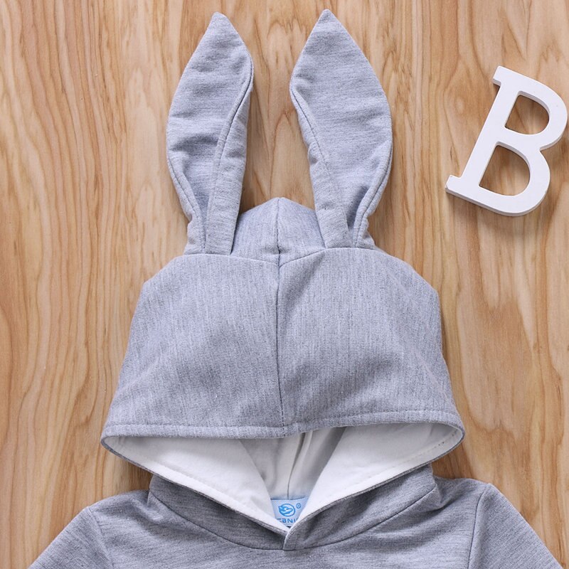 Toddler Lovely Newborn Kids Baby Girl Boys Solid Color Hooded Long Sleeve Bodysuit Warm Cotton Cute Adorable Outfits Clothing