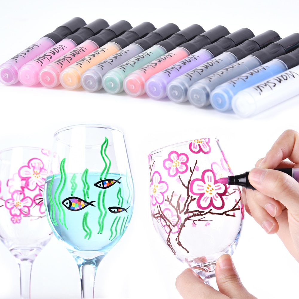 Rotulador de pintura de cerámica, 12 cristales de colores que se pueden hornear en el horno, nunca se decolora, perfecto para pintura en roca de porcelana de vidrio