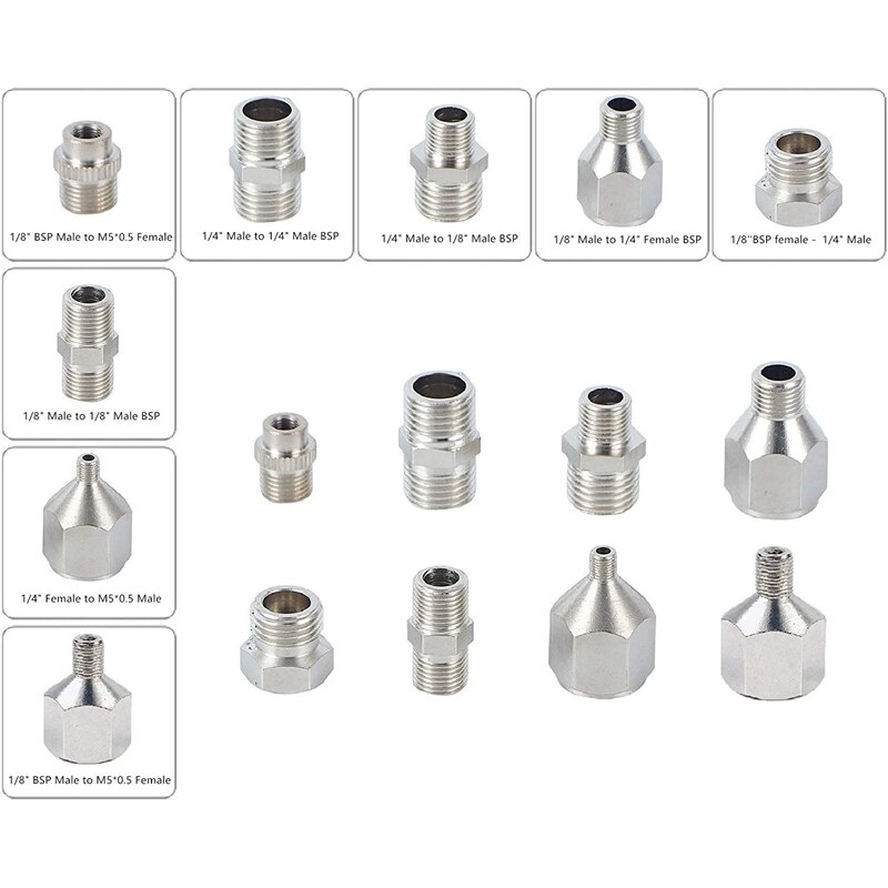 8 Stuks Airbrush Flexibele Adapter Fitting Connector Set Voor Compressor En Airbrush Slang