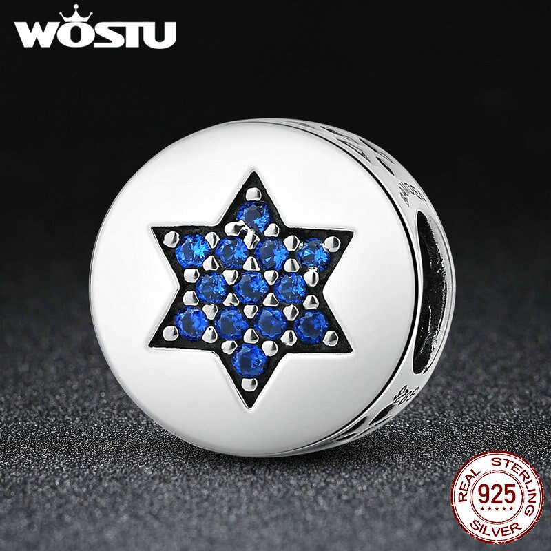 100% 925 Sterling Silver Blue Belief Star Charm Beads Fit Original WST Bracelet Authentic Fine Jewelry