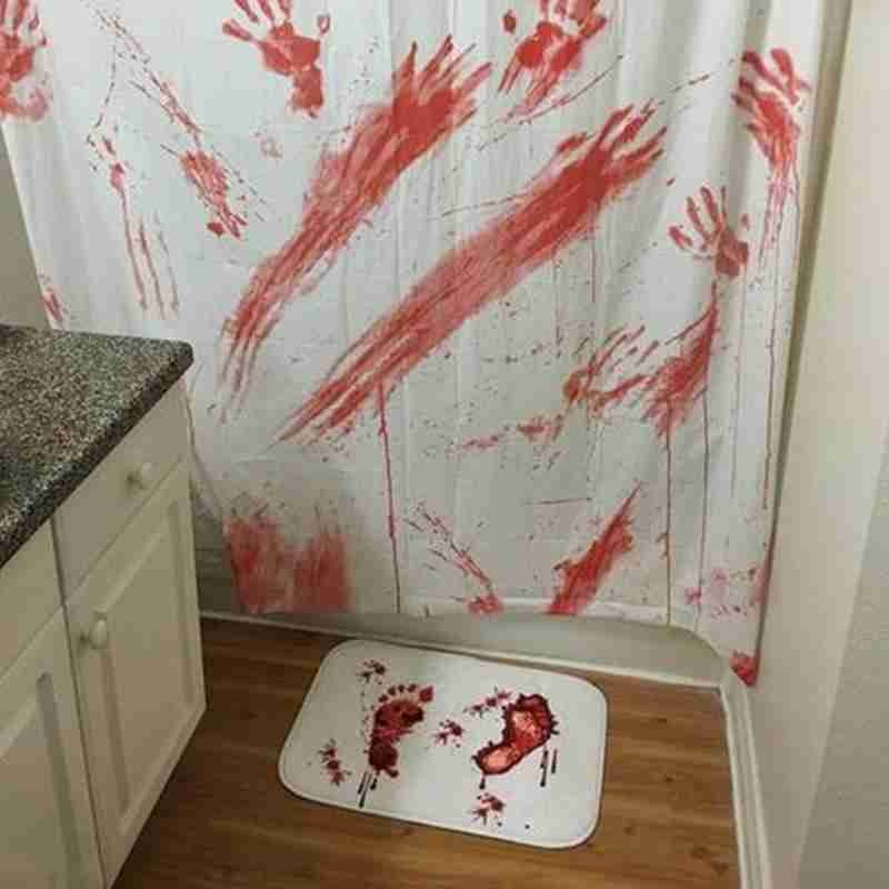 Halloween dekoration skräck hus blod badmatta fotdyna skrämma blodigt fotavtryck bad badrumsmatta halkfri hemfest dekoration