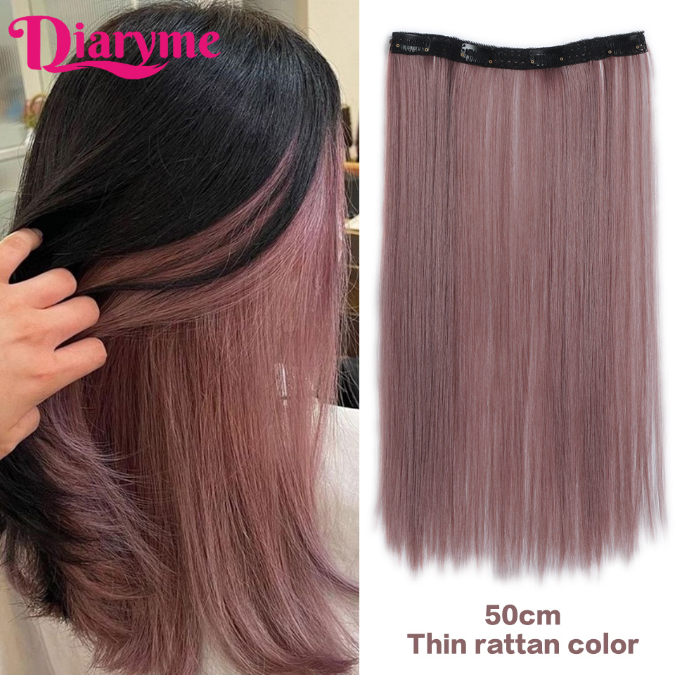 4 clipes longo em linha reta clipe sintético em extensões de cabelo destaque colorido pedaço de cabelo clip-on peruca de cabelo pendurado tintura de orelha: Branco