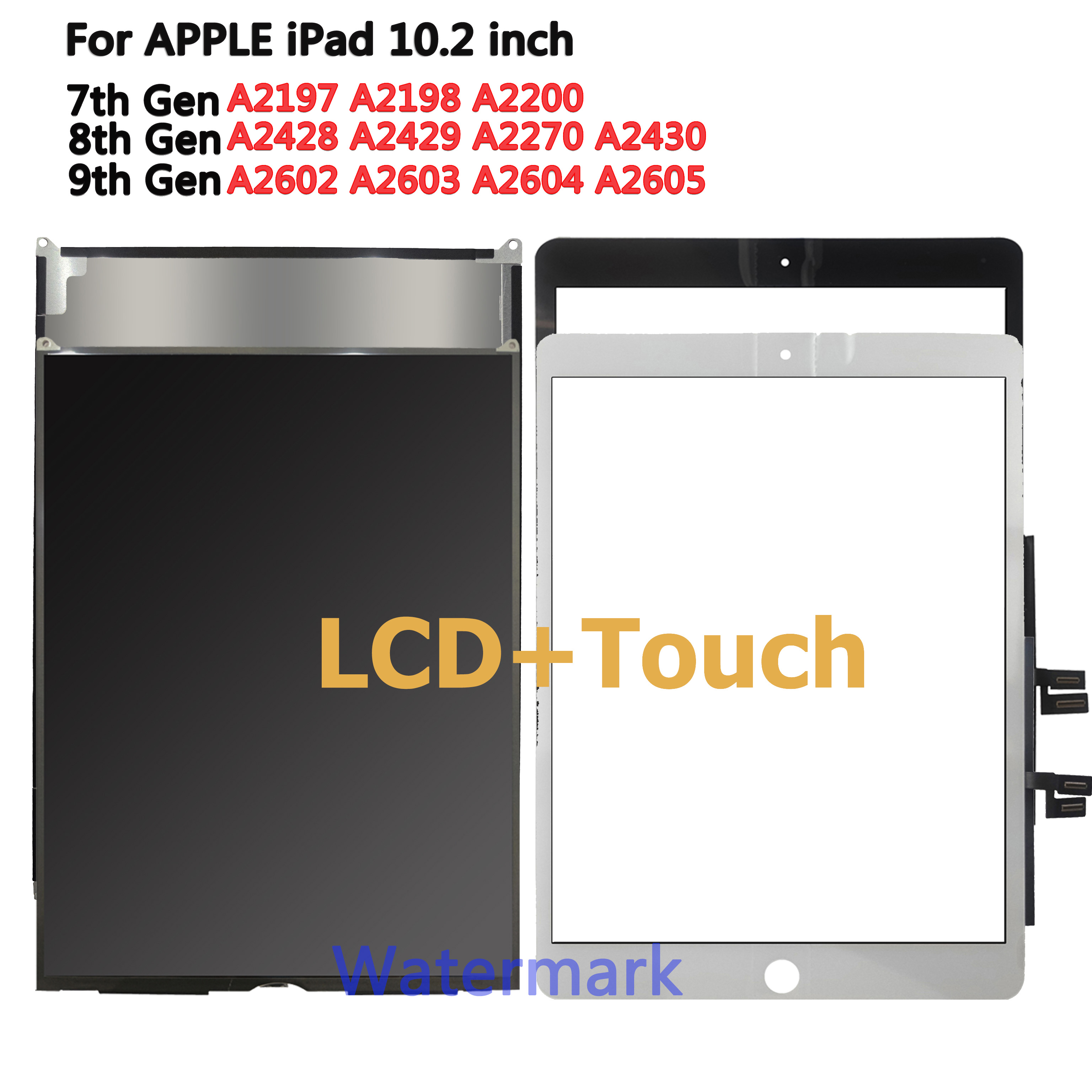 10.2 "LCD + Touchscreen Voor iPad 10.2 7e Gen A2197 A2198 A2200/8th A2270 A2430/9th A2602 A2605 LCD-scherm