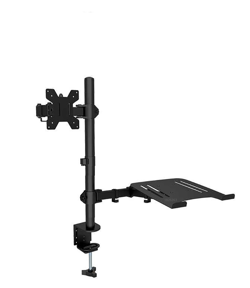 M074 Dual LCD Monitor Schreibtisch Montieren Voll Einstellen Stehen mit extra Laptop Fach für Laptop Notizbuch bis zu 17 "und Bildschirm bis zu 32"