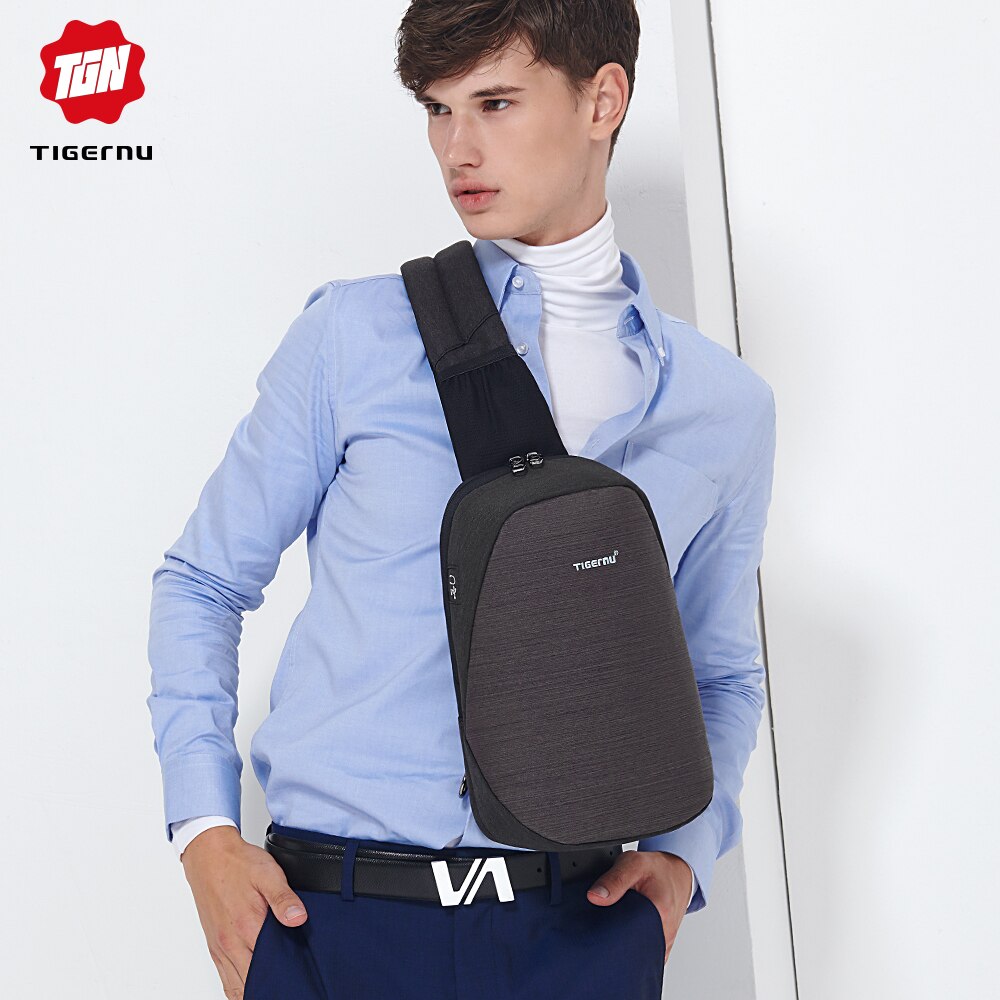 Bolso bandolera antirobo Tigernu, bandolera informal para hombre, bolsa para el pecho, tira impermeable, bolsa de hombro, bandolera, compatible con IPad de 9,7 pulgadas para Adolescente