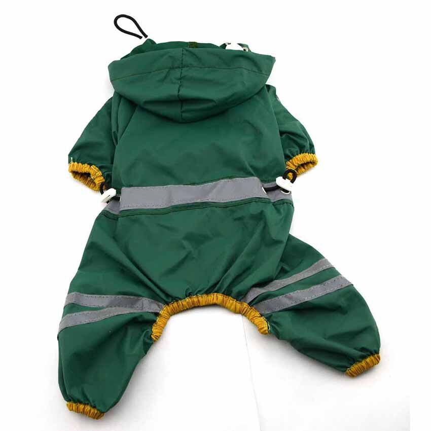 Hunde Sommer Tuch Regenmäntel Mit Kapuze Regenmantel Gesamt Hunde Katzen Wasserdichte Material Reflektieren Licht Jacken für klein Mittel Hund: Grün / XXL