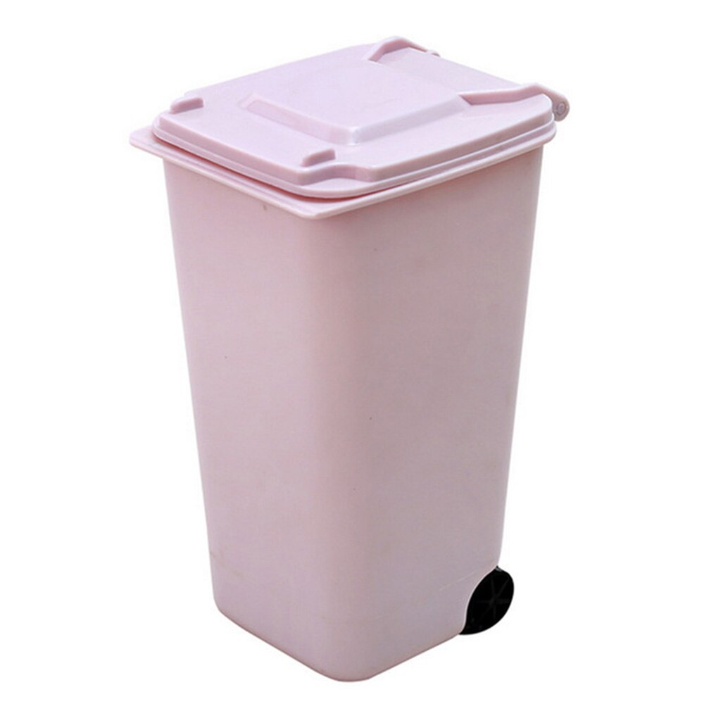 Minipapelera pequeña para escritorio, cesta de basura de plástico para mesa de casa, suministros de oficina, cubo de basura, artículos diversos, caja de cubos: Pink Waste Bin