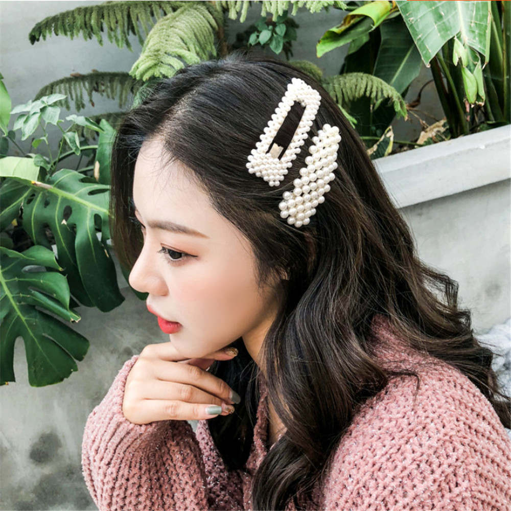 Women Full Pearl Hair Clips Snap Barrette Stick Hairpins Hair Styling Tools Hair Accessories Hairgrip