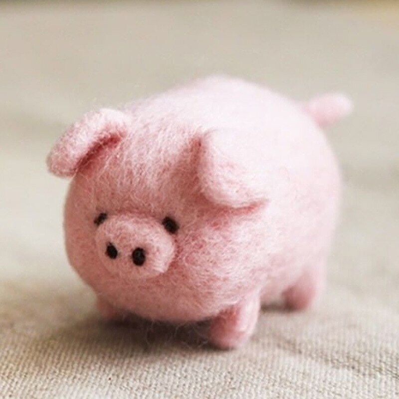 Cute Animal Pig Panda Wool Felt Needle Poked Knitting DIY Wool Felting Package Handmade Keychain Sewing Art Craft Decor: 3