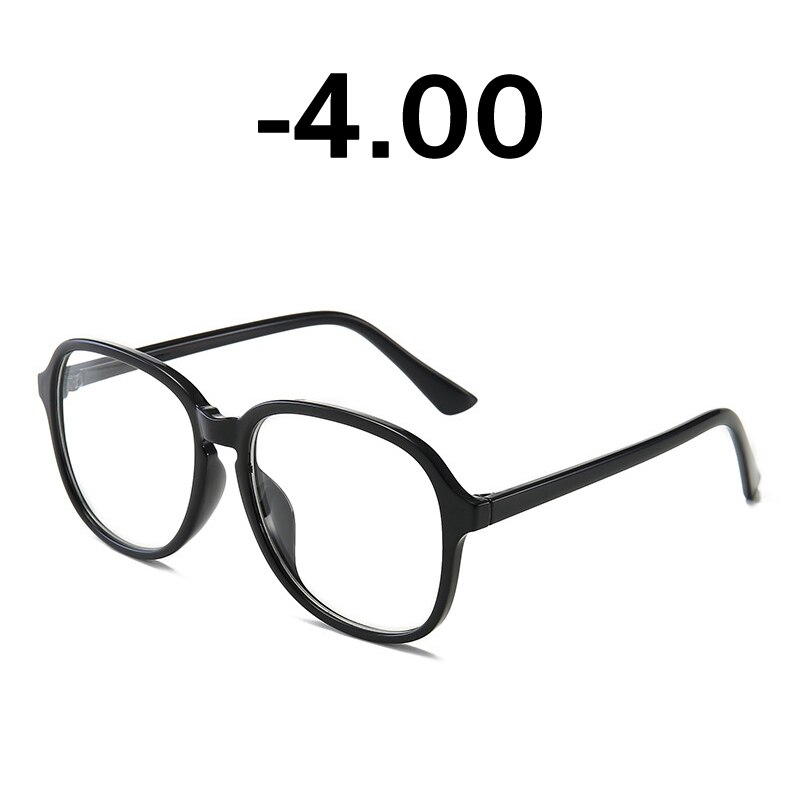 Elbru runde briller sort stel kvinder brille myopi briller brille stel med dioptri  -0.5 1.0 1.5 2.0 2.5 ~ 6.0: Sort  -4.00