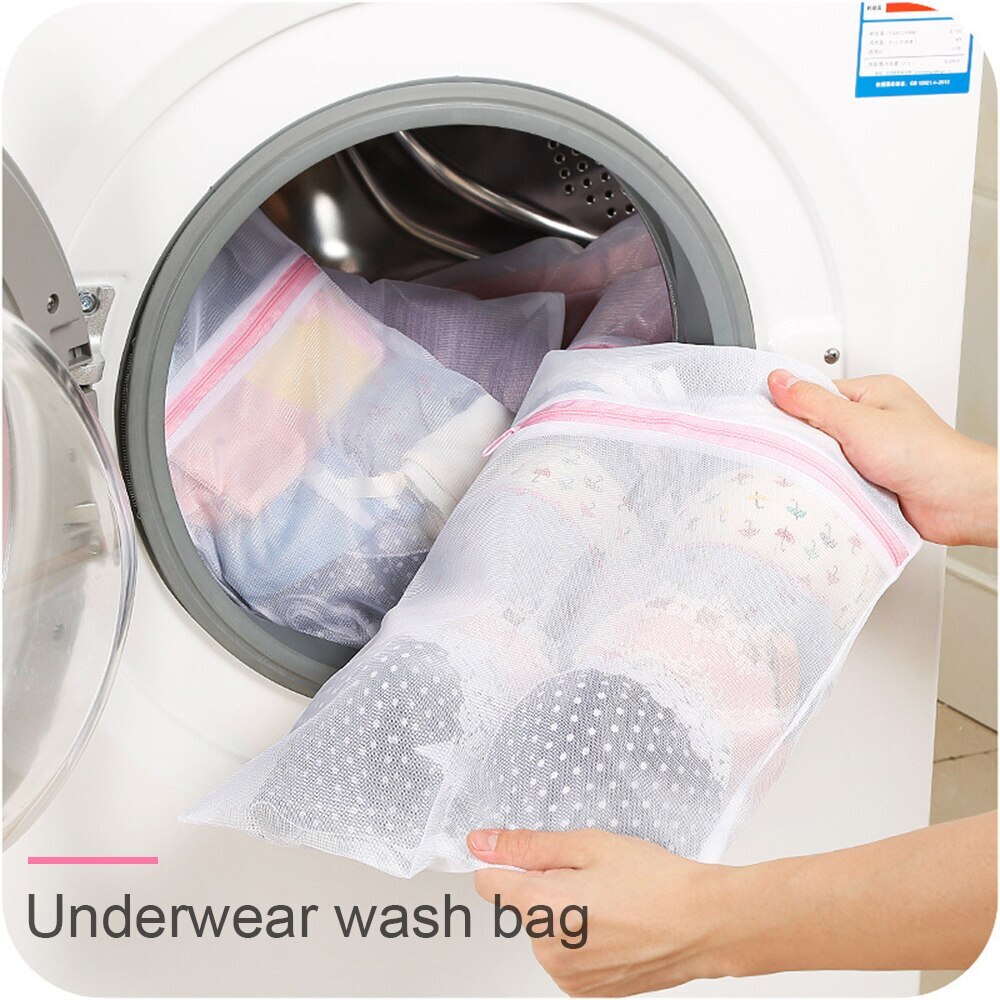 Zippered Mesh Laundry Wash Bags Foldable Thicken Delicates Lingerie Underwear Washing Machine Clothes Protection Net Bag