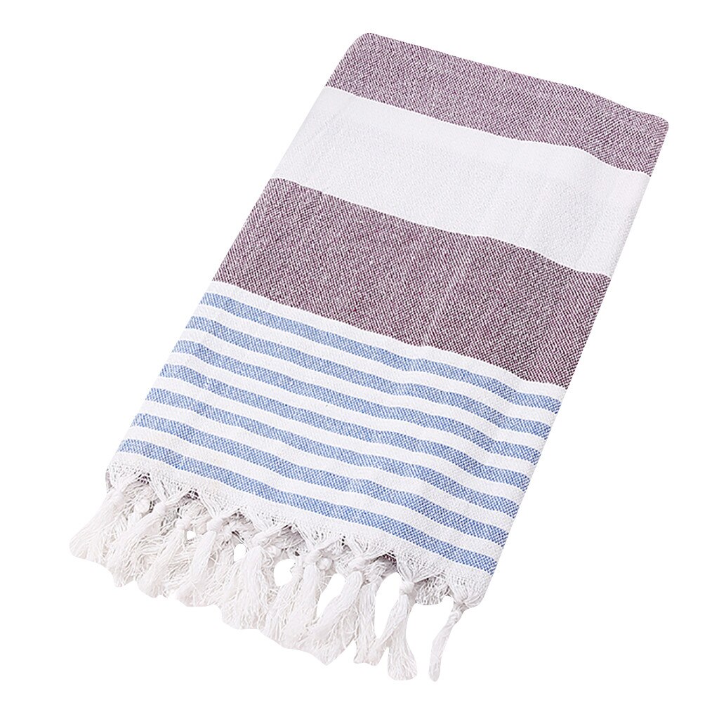 Ouneed Adult Bath Towel Cotton Turkey Simple Stripe Pattern Fringe Beach Towel Stained Jacquard Towel Bath Towels: F