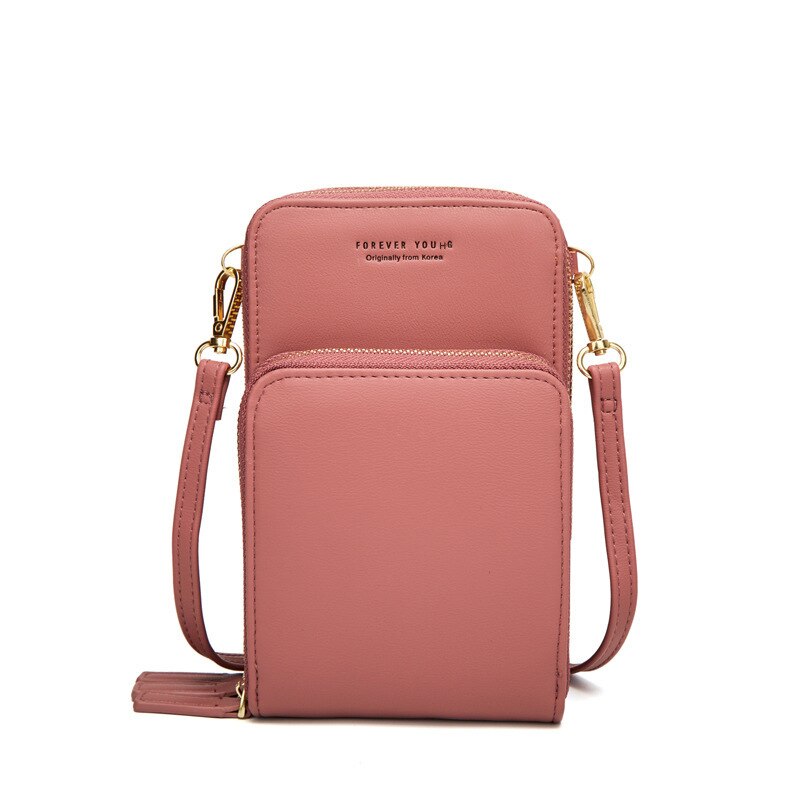 Multi-Function Small Shoulder Bag For Women With Card Cell Phone Pocket Ladies Crossbody Purse Female Messenger Bags: Pink