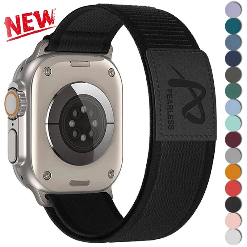 Nylon Leather Strap for Apple Watch Band Ultra 49 44 45mm 42mm 41 40 38 Sport Watchband for Iwatch Serise 10 9 8 7 6 5 Bracelet