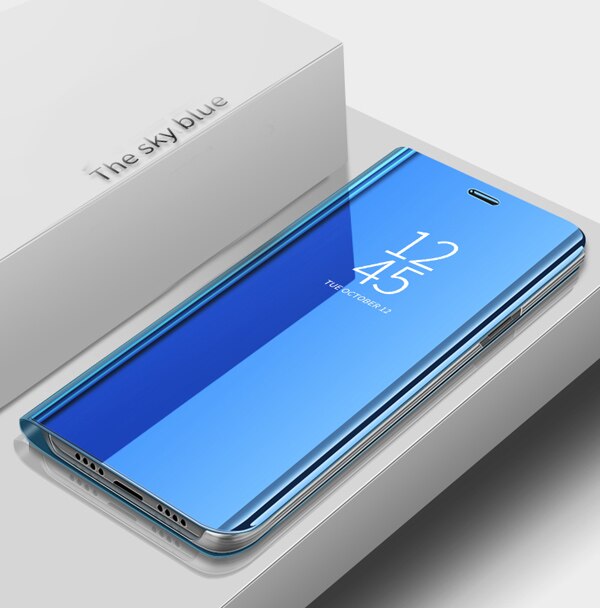 Inteligentne etui z klapką do Samsung Galaxy Note 10 Plus uwaga 10 lite lustro skóra protector pokrywa dla Samsung Not10 Plus lite nie 10: Note 10 Lite / blue