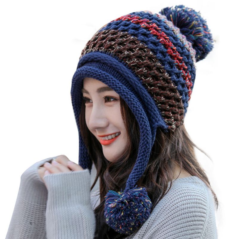 Women Winter Knitted Beanie Hat Cold Weather Warm Skull Cap Cute Casual Girls Knit Cap