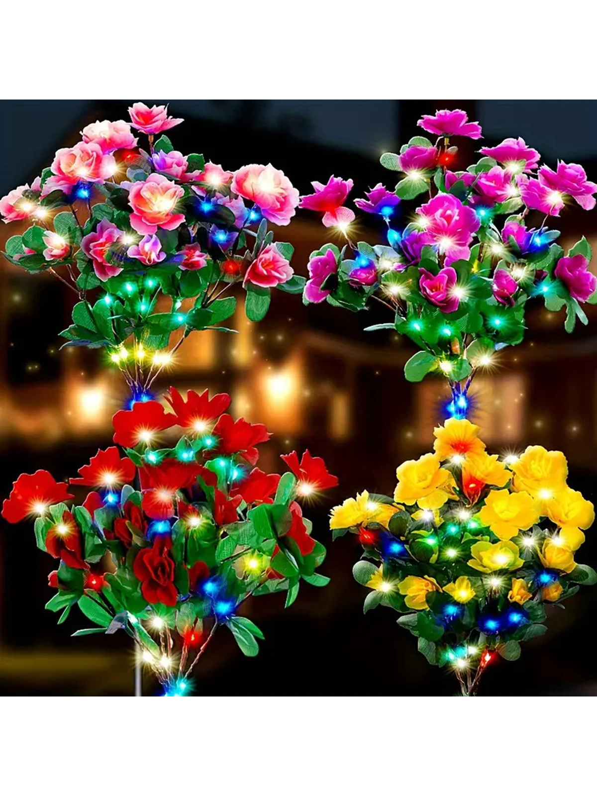 LED lumière solaire étanche azalée fleurs solaires lampe extérieure décorative pour jardin cour pelouse chemin éclairage mariage décor