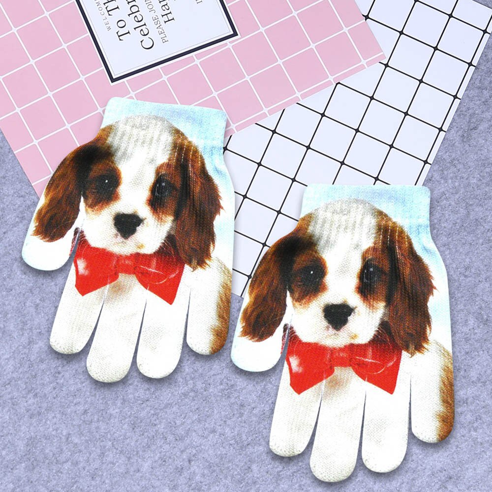 3D Haustier Hund Katze Gedruckt freundlicher Handschuhe Niedlichen Ebene Volle Finger Strick Handschuhe Winter Winddicht Warme Hand Handschuhe Handschoenen: B