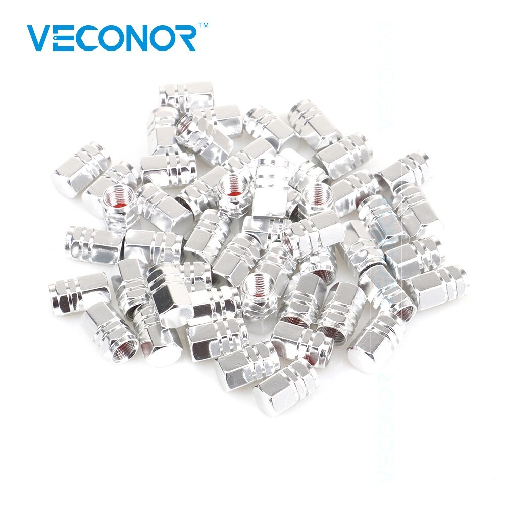 Veconor 48 stk universal aluminium hexgon stil auto bil dæk ventilkapper motorcykel cykelhjul