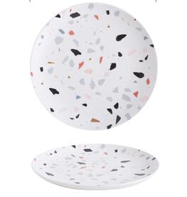 Service de vaisselle lave-vaisselle four à micro-ondes | Ensemble d'assiettes de table de peinture Terrazzo de 8/10 pouces, directe: B / 10 pouces