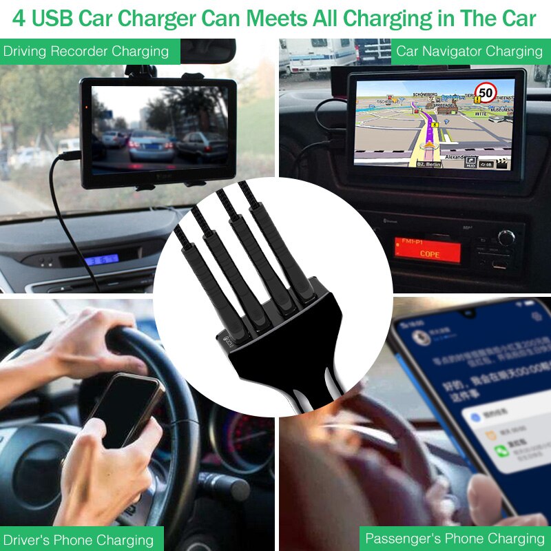 4 Usb Car Charger QC3.0 Quick Charge Voor Iphone Xiaomi Samsung Huawei Snelle Mobiele Telefoon Oplader Voor Telefoon In Auto telefoon Laders