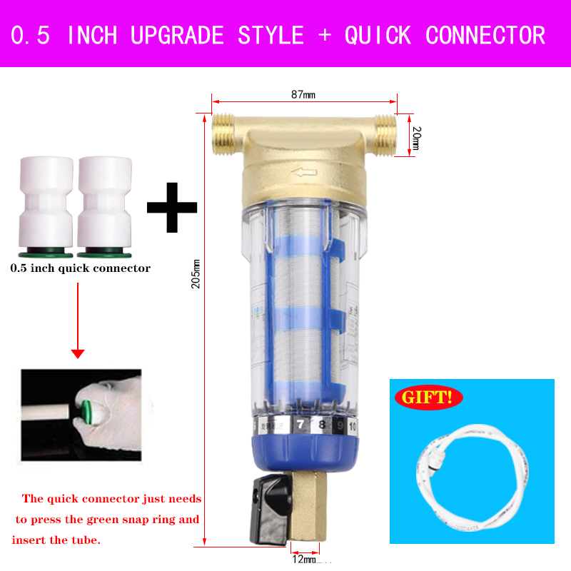 Water Filters Front Purifier Copper Lead Pre-filter Backwash Remove Rust Contaminant Sediment Pipe Stainless Steel Central: 0.5 inch SJTS KJ