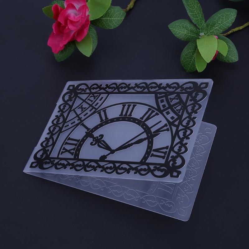 1pc Clock Scrapbooking Embossing Folder Template Plastic Handmade DIY Photo Album Decorative Paper Card Craft Arts Supplier
