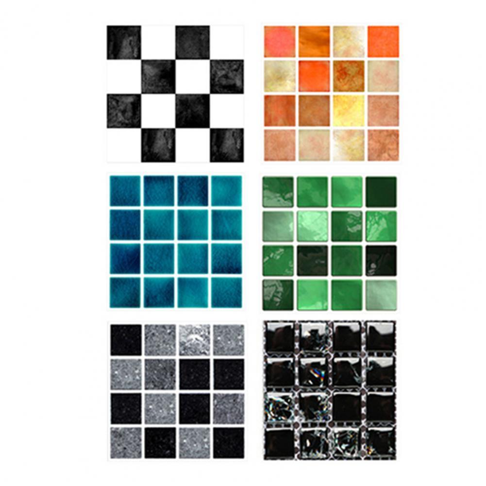 10Pcs 3D Mosaic Tile Stickers Strong Stickness Easy Clean Removable Square Wall Decal DIY 3D Waterproof Self-adhesive Tile Decal