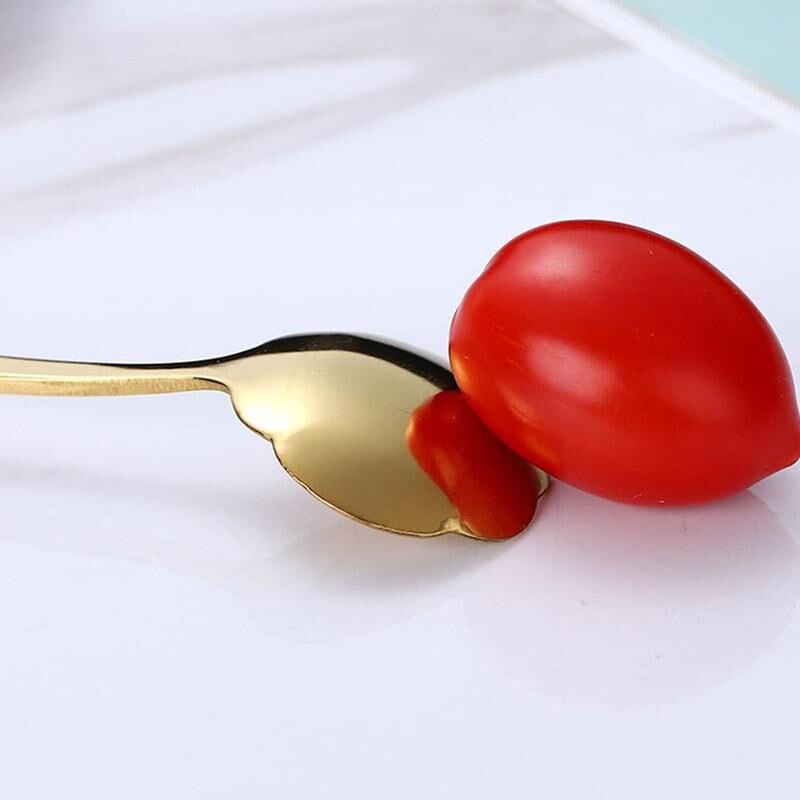 1 pièces cuillères turques en métal Rose cuillère cuillère à café en céramique en acier inoxydable couverts cuisine turc cuillère à boire cuillères Ha X9F9