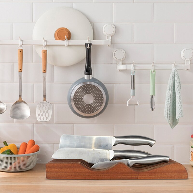 Ebony Knife Block Holder In-Drawer Knife Drawer Organizer Wooden Butcher Knife Storage Holder Rack Home and Chefs Kitchen Tool