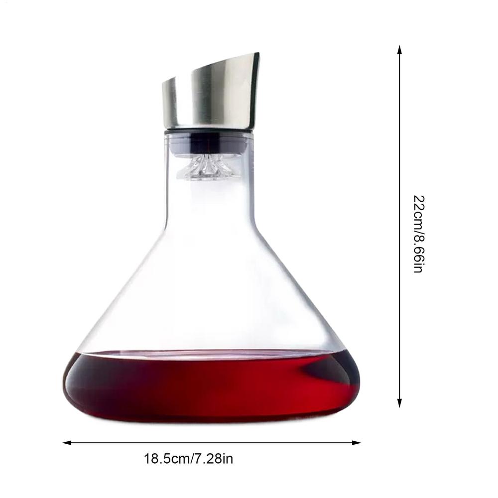1500ML Wine Decanter Built-in Aerator Pourer Wine Carafe Red Wine Decanter Hand-blown Crystal Glass for White and Red Wine: grey
