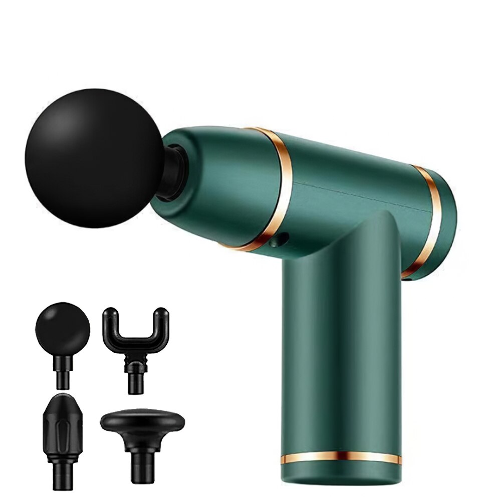 High-frequency Massage Gun Sports Relaxation Fitness Electric Massager Portable Slimming Shaping Pain Relief: Green