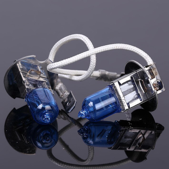 2 PCS 12V 55W H3 HeadLight Lamp Xenon Dark Blue Glass Replacement Car Halogen Light Bulb Super White