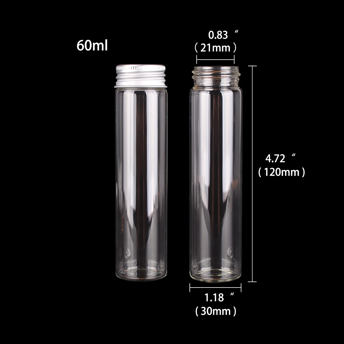 12 Uds 10ml 15ml 20ml 25ml 30ml 40ml 50ml 60ml 80ml 100ml botellas de vidrio con tapas de aluminio botella de especias de vidrio vacía para manualidades: Castaño