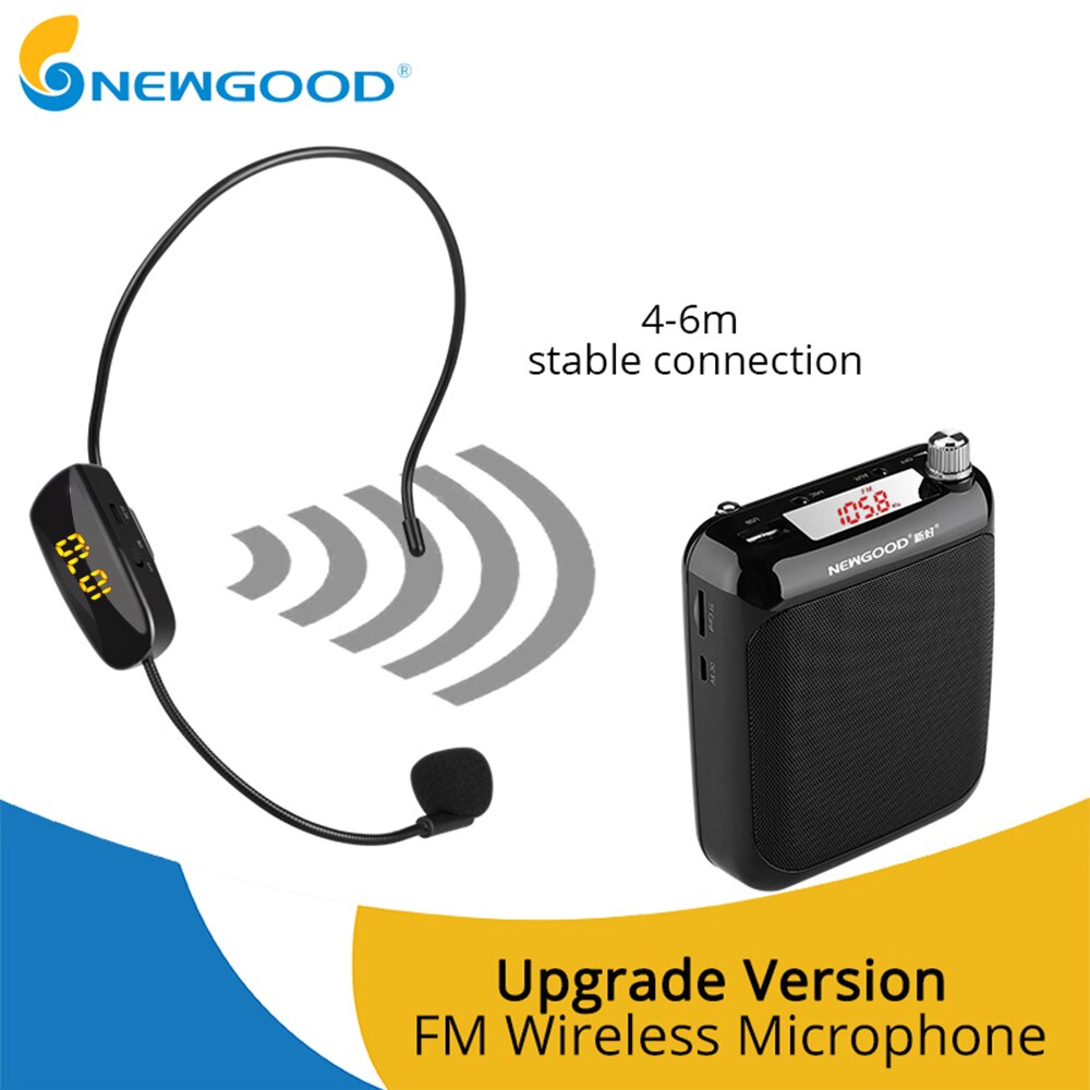 FM Wireless Microphone Power Display Headset Megaphone Radio Microphone Loudspeaker Mic for Teaching Meeting Tour Guide Lecture