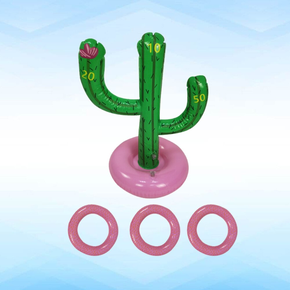 1 Set Van Pvc Opblaasbare Cactus Vormige Beach Party Speelgoed Kids Ring Toss Speelgoed (1Pc Cactus + 3pcs Ring): Default Title