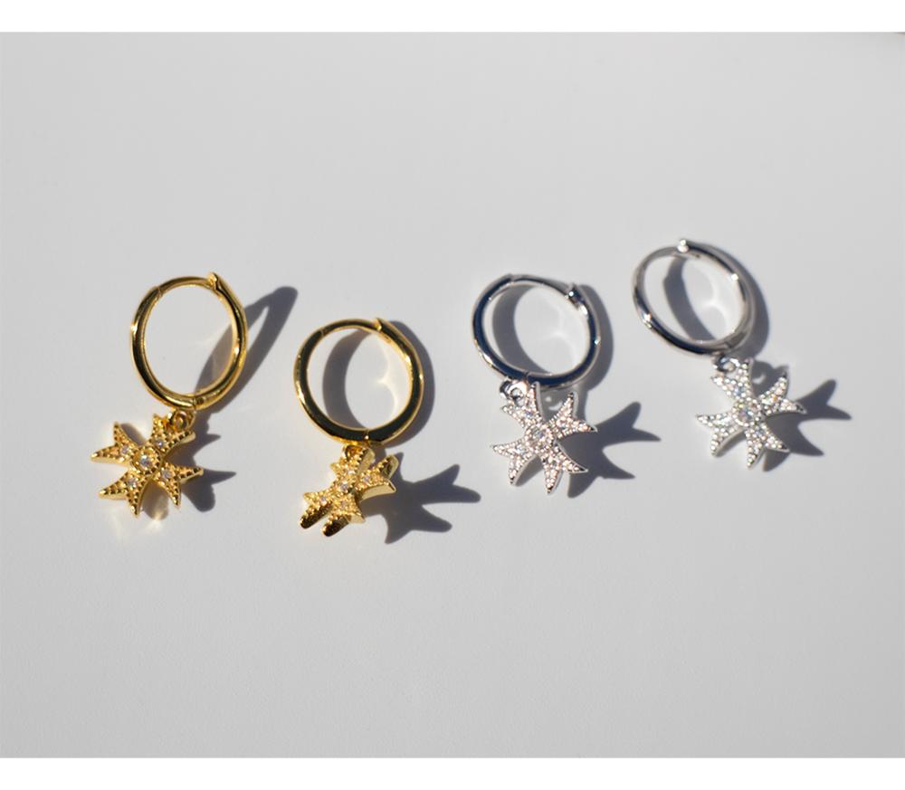 925 Orecchino D'argento di Modo di Zircon Croce Geometria Breve Orecchino di Goccia dell'orecchio osso Fibbia Selvaggio Tendenza Della Ragazza del Ragazzo Orecchio Argento jewe