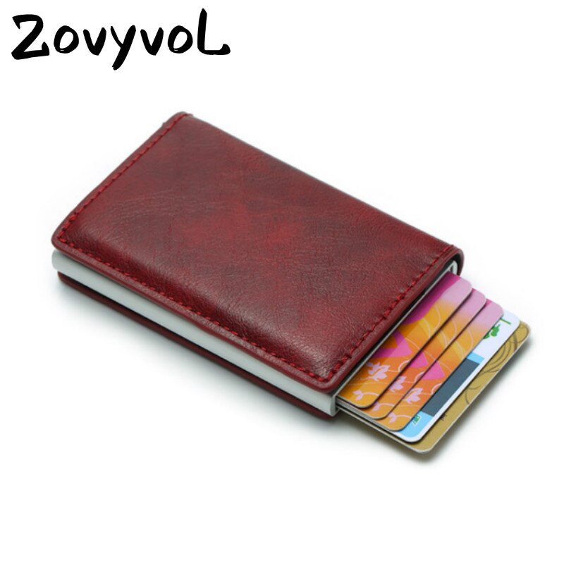 Zovyvol Antidiefstal Mannen Vintage Creditcardhouder Blokkeren Rfid Portemonnee PU Lederen Unisex PU Leer Mode Card Portemonnee Metalen