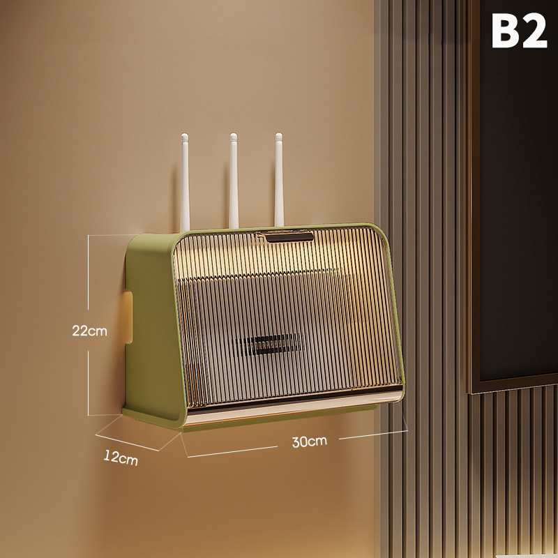 Router Storage Box Shelf Wall Mounted Wifi Organizer Box Punch-Free Socket Box Set-Top Box Organizer Box Living Room Storage: Brown