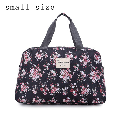 Bolso organizador de viaje con estampado de rosas, bolso de viaje plegable portátil para mujer, bolso de viaje para mujer: Black