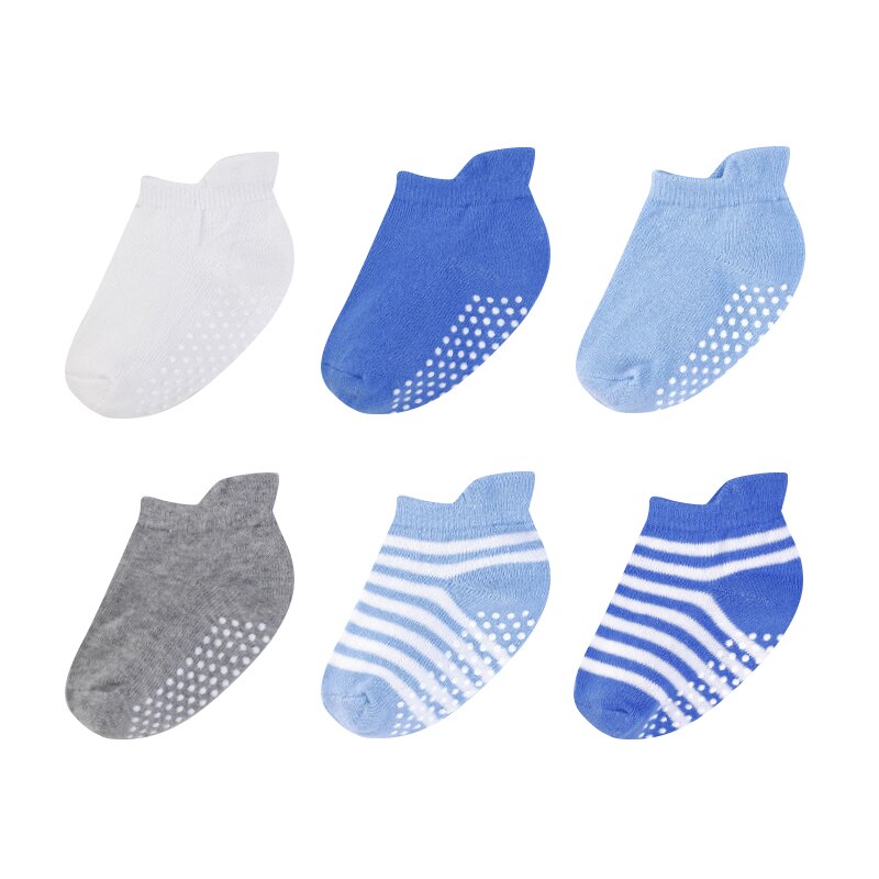 6Pairs Baby Sokken 100% Biologische Katoenen Baby Sokjes Met Non Non-Slip Zolen Unisex Anti Slip Baby sok Voor Meisjes Jongens 0-3Y: 04