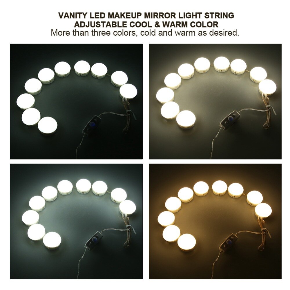 Espejo de luz bombilla maquillaje LED espejo bombilla regulable /tonos fríos de decoración hacer espejos alimentado de Kit de luz