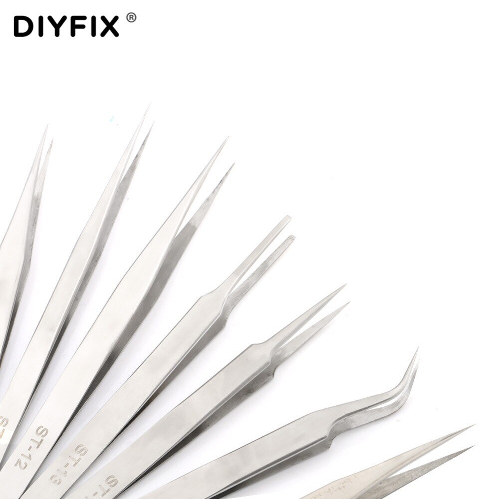 Diyfix tarkkuuselektroniset pinsetit puristustyyppi ruostumaton teräs antistaattinen juotos apu korjaus poiminta asennustyökalut